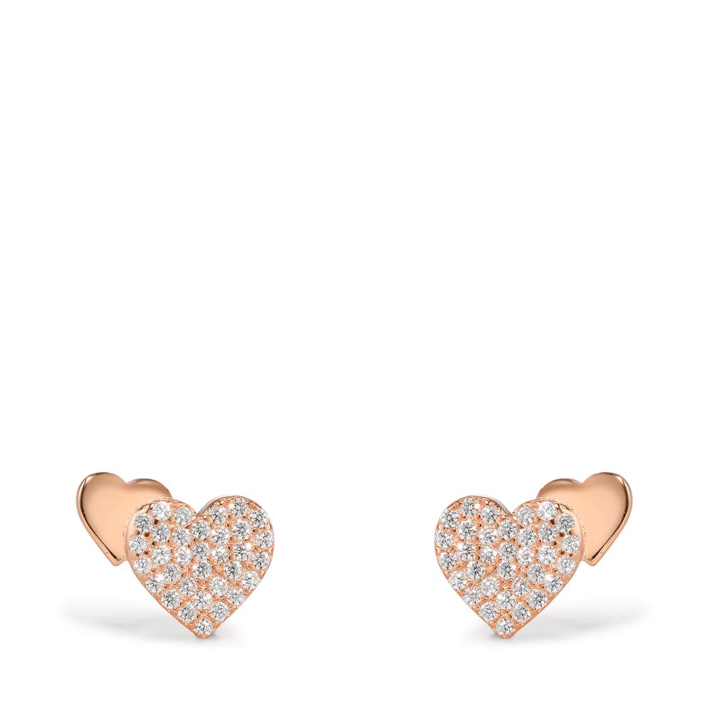 Stud earrings Silver Zirconia Rose Gold plated Heart