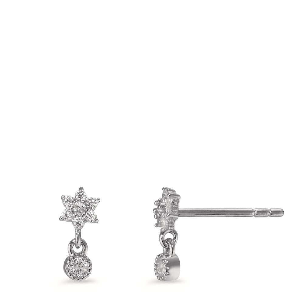 Stud earrings Silver Zirconia 16 Stones Rhodium plated Ø4 mm