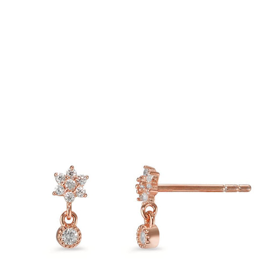 Stud earrings Silver Zirconia 16 Stones Rose Gold plated Ø4 mm