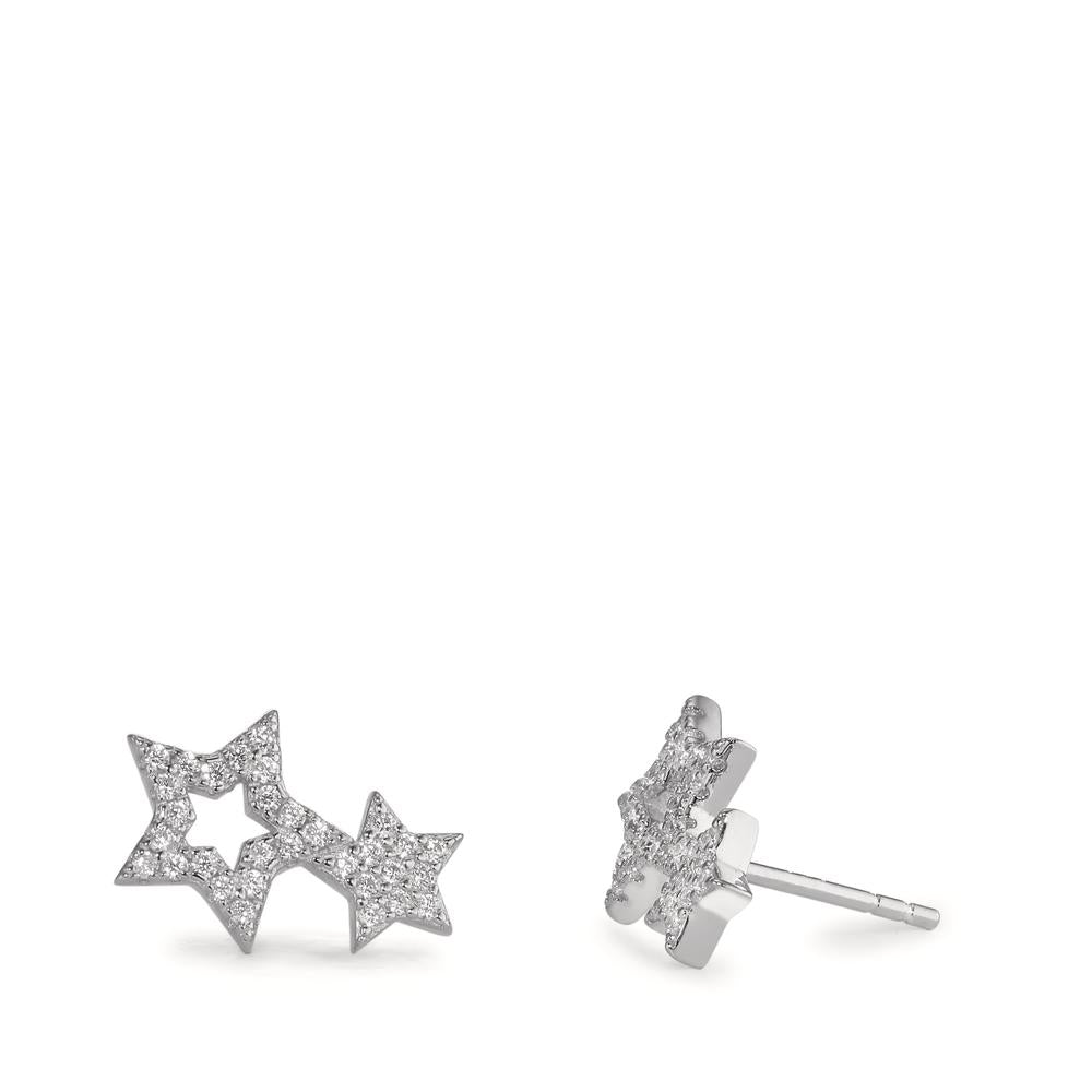 Stud earrings Silver Zirconia Rhodium plated Star