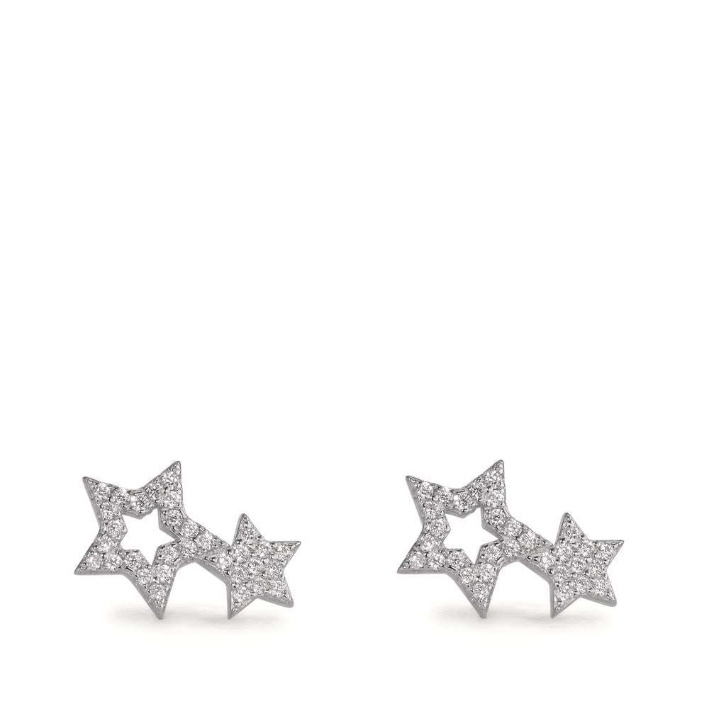 Stud earrings Silver Zirconia Rhodium plated Star