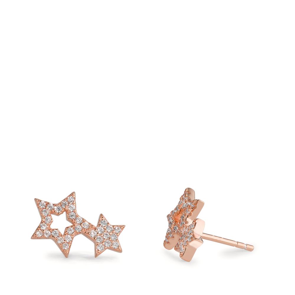 Stud earrings Silver Zirconia Rose Gold plated Star