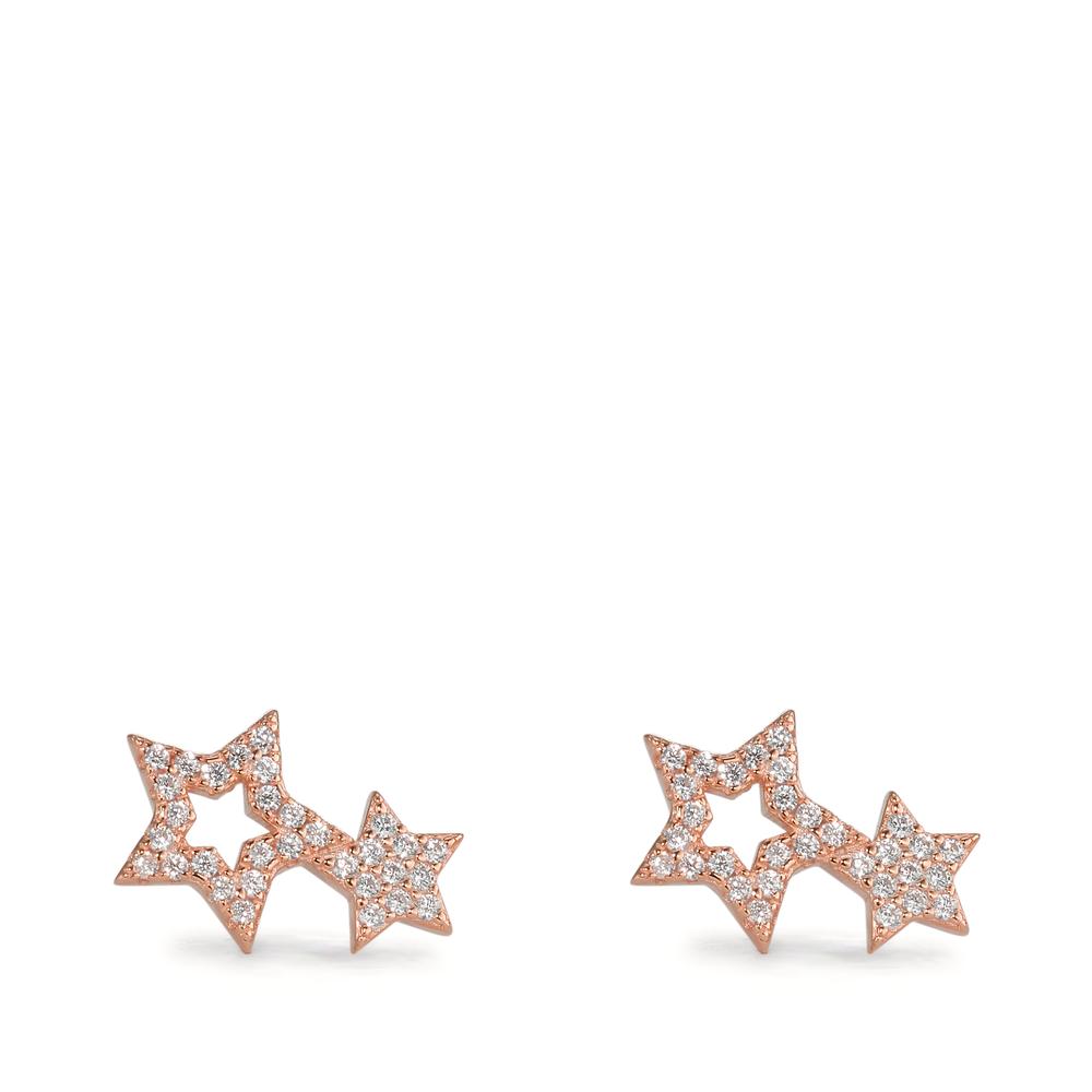 Stud earrings Silver Zirconia Rose Gold plated Star