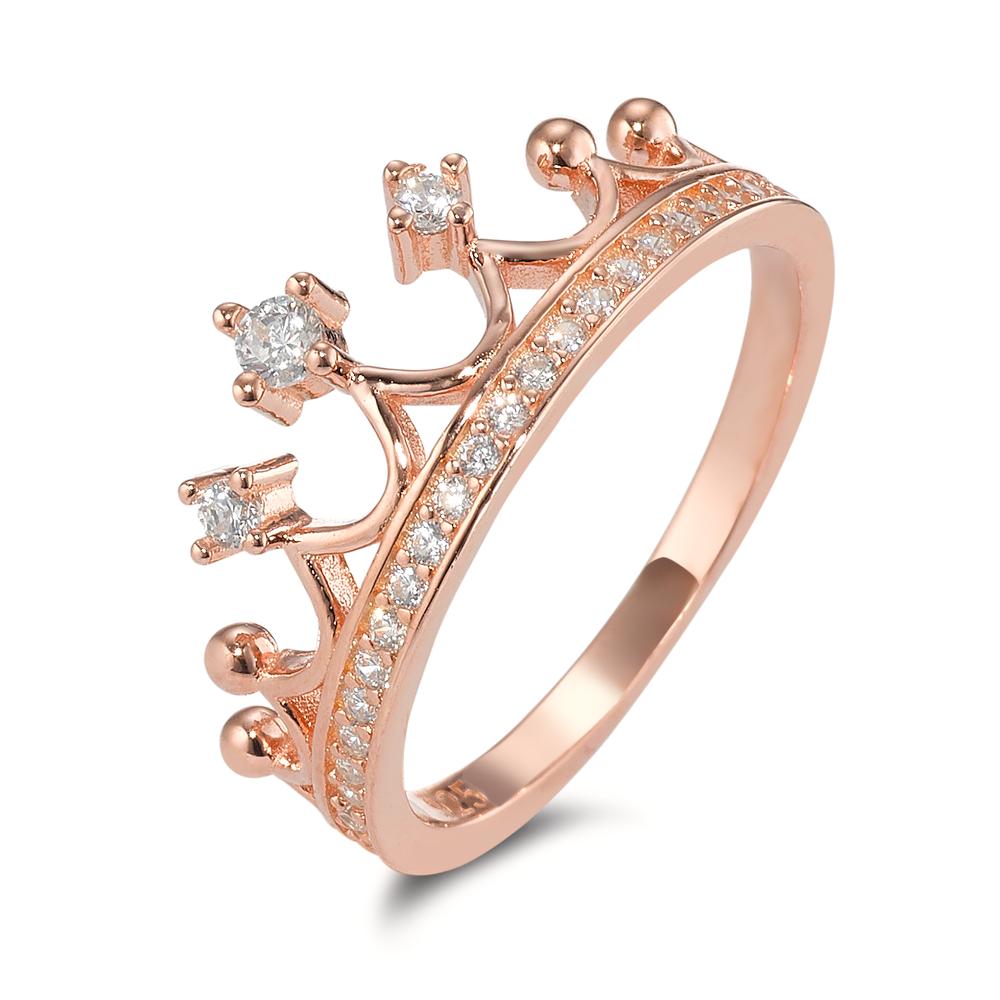 Ring Silver Zirconia Rose Gold plated Crown