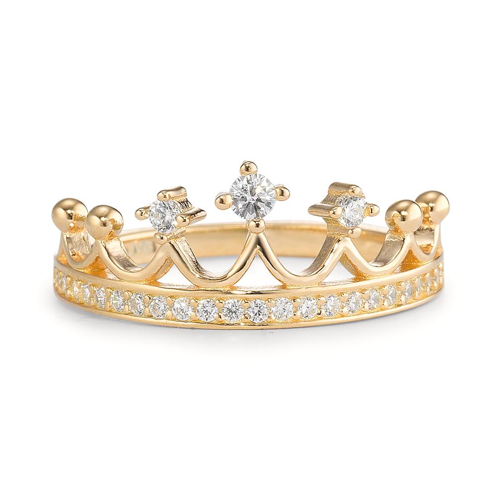 Ring Silver Zirconia Yellow Gold plated Crown