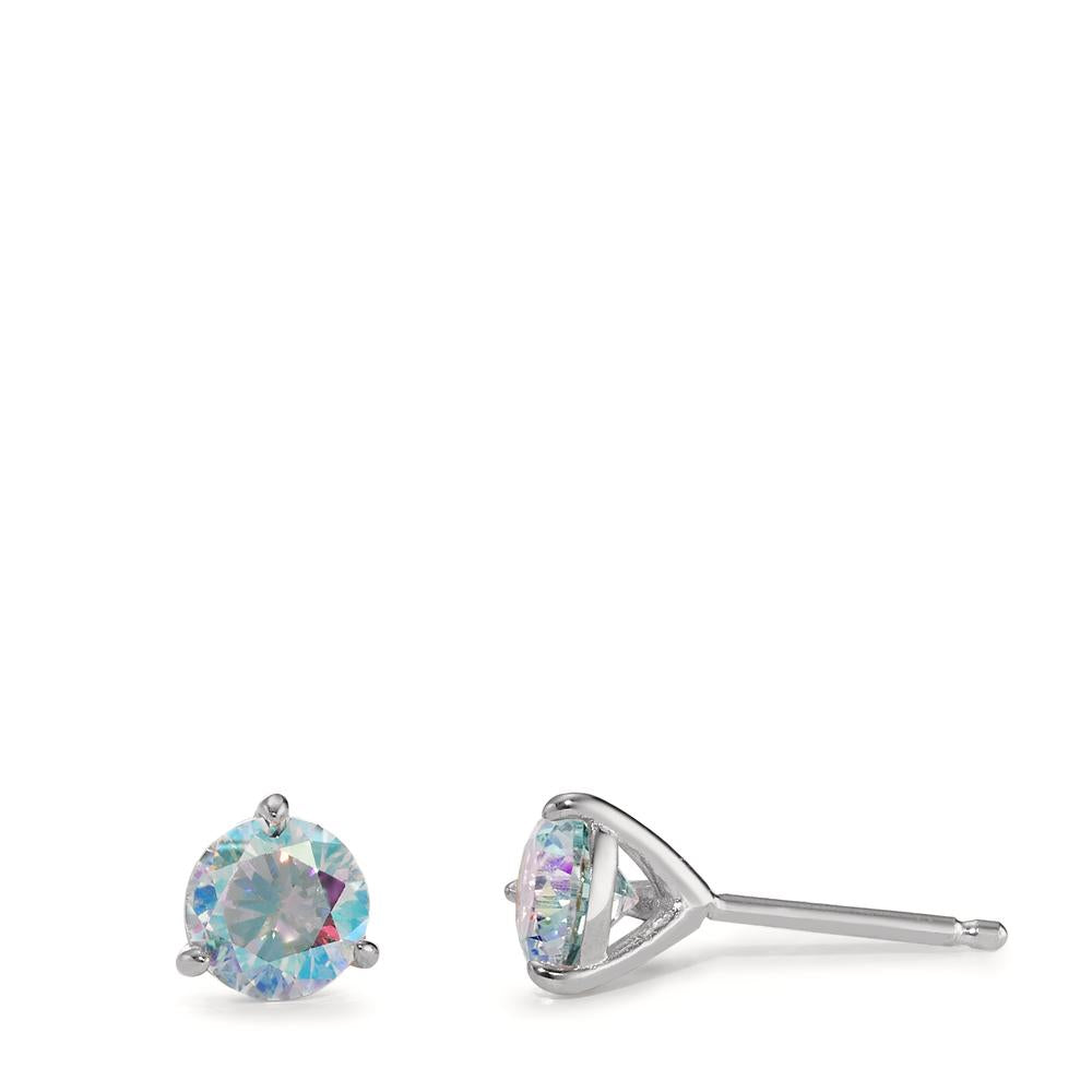 Stud earrings Silver Rhodium plated Ø6.5 mm