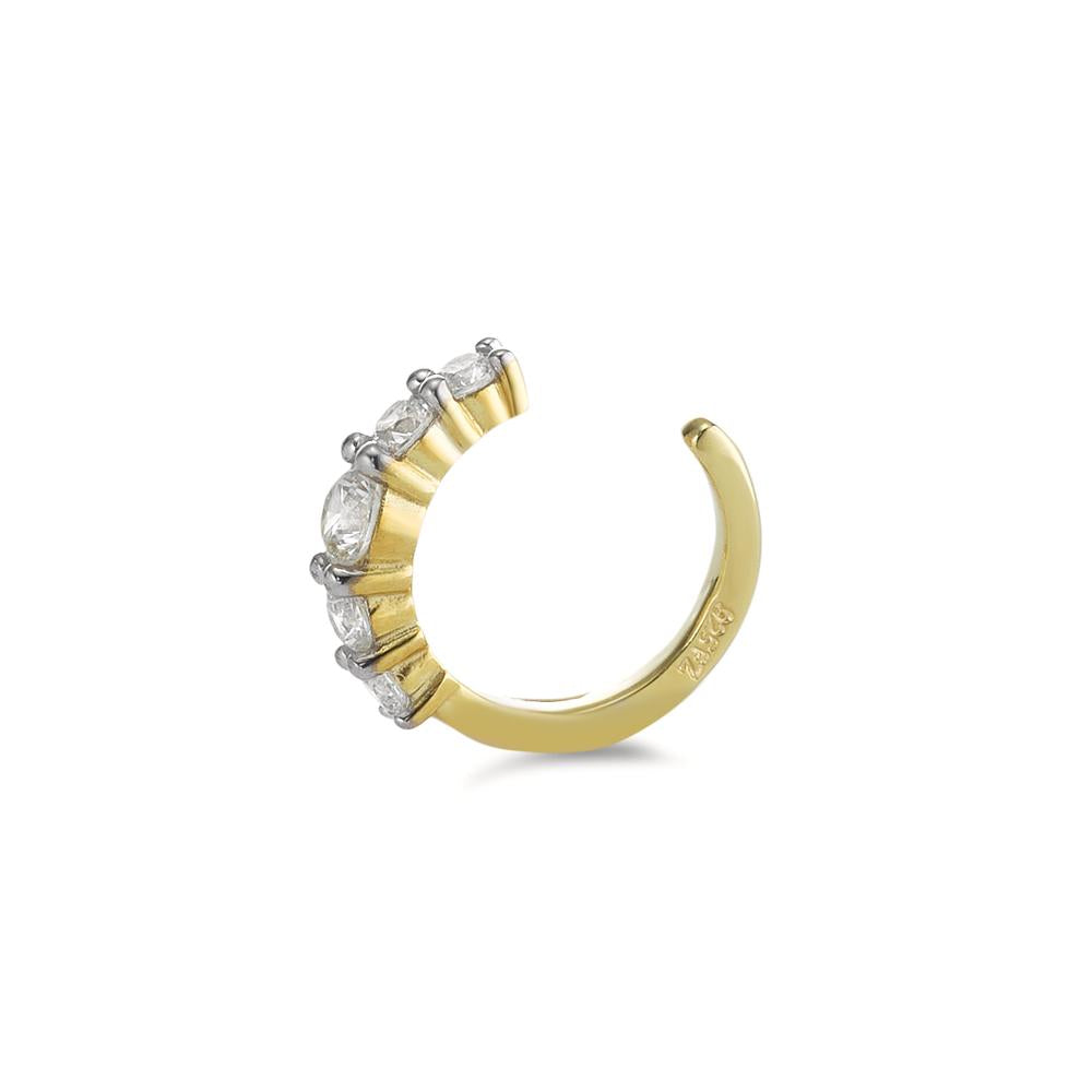 Ear Cuff Silver Zirconia 5 Stones Yellow Gold plated Ø12 mm