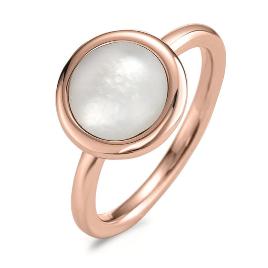 Ring Stainless steel Rose IP coated Mother of pearl Ø12 mm