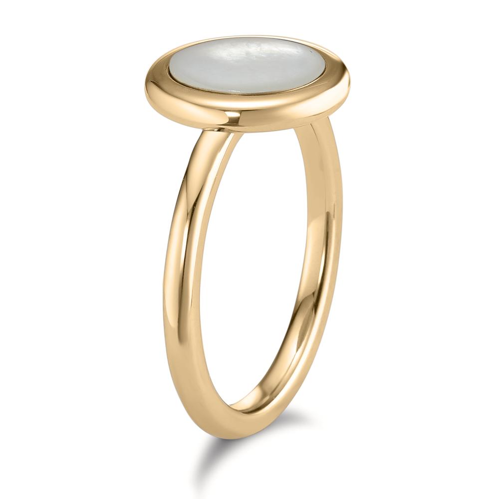 Ring Stainless steel Yellow IP coated Mother of pearl Ø12 mm