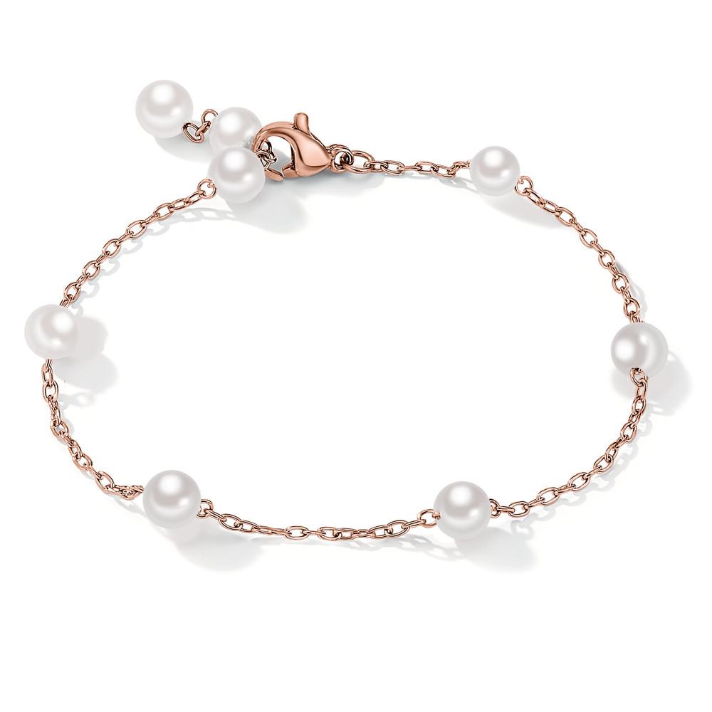 Bracelet Stainless steel Rose IP coated Shell pearl 17-18.5 cm