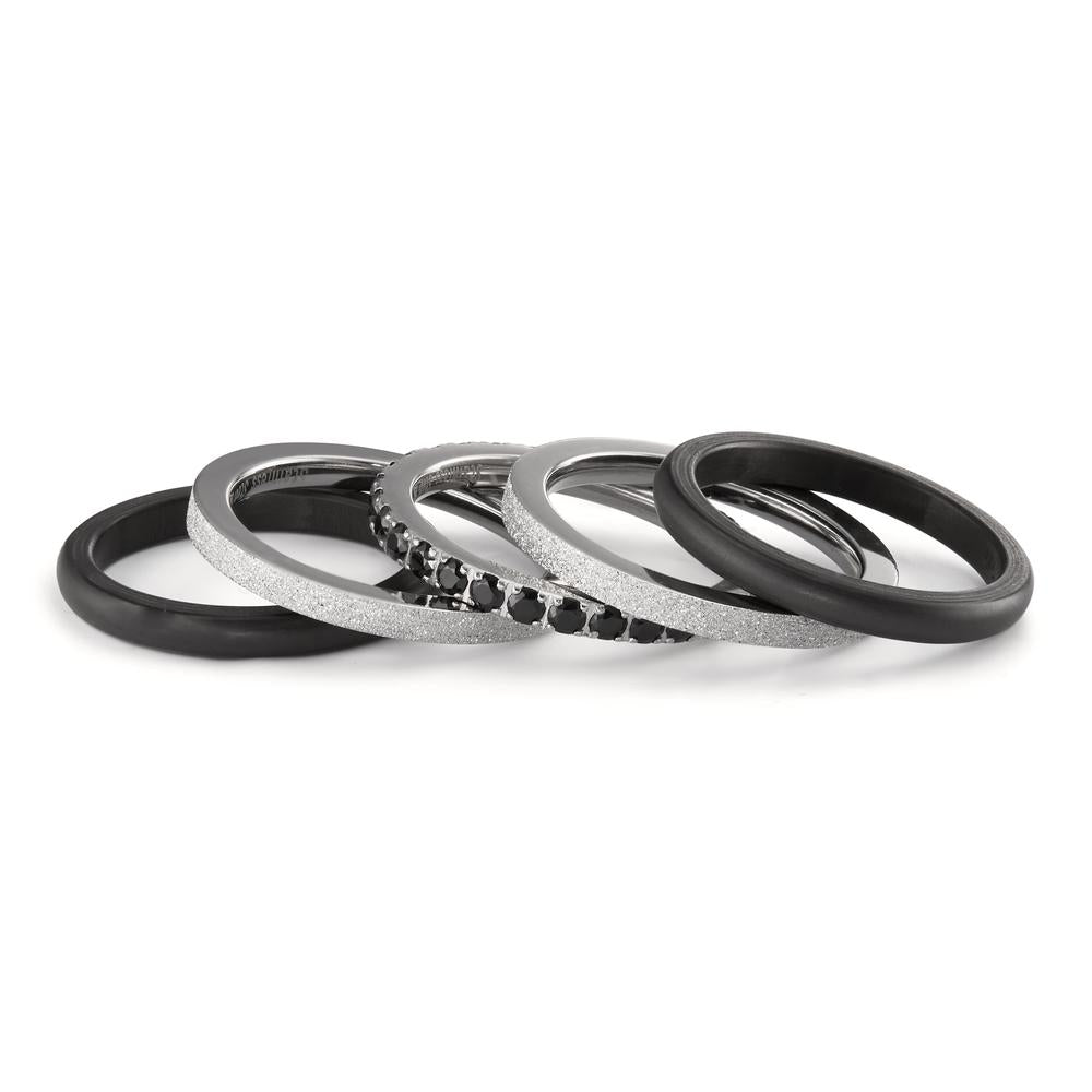 Memory ring Stainless steel Zirconia Black