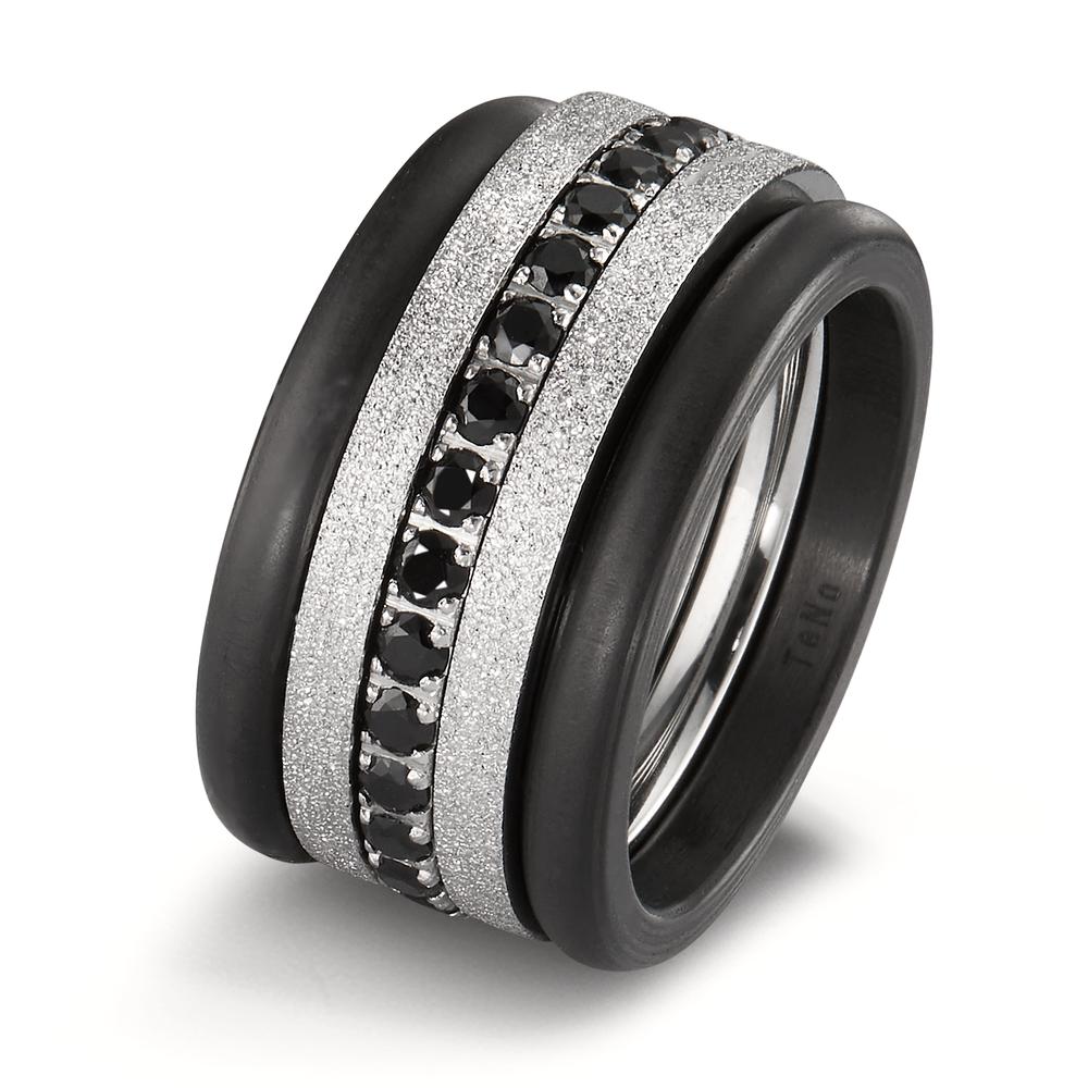 Memory ring Stainless steel Zirconia Black