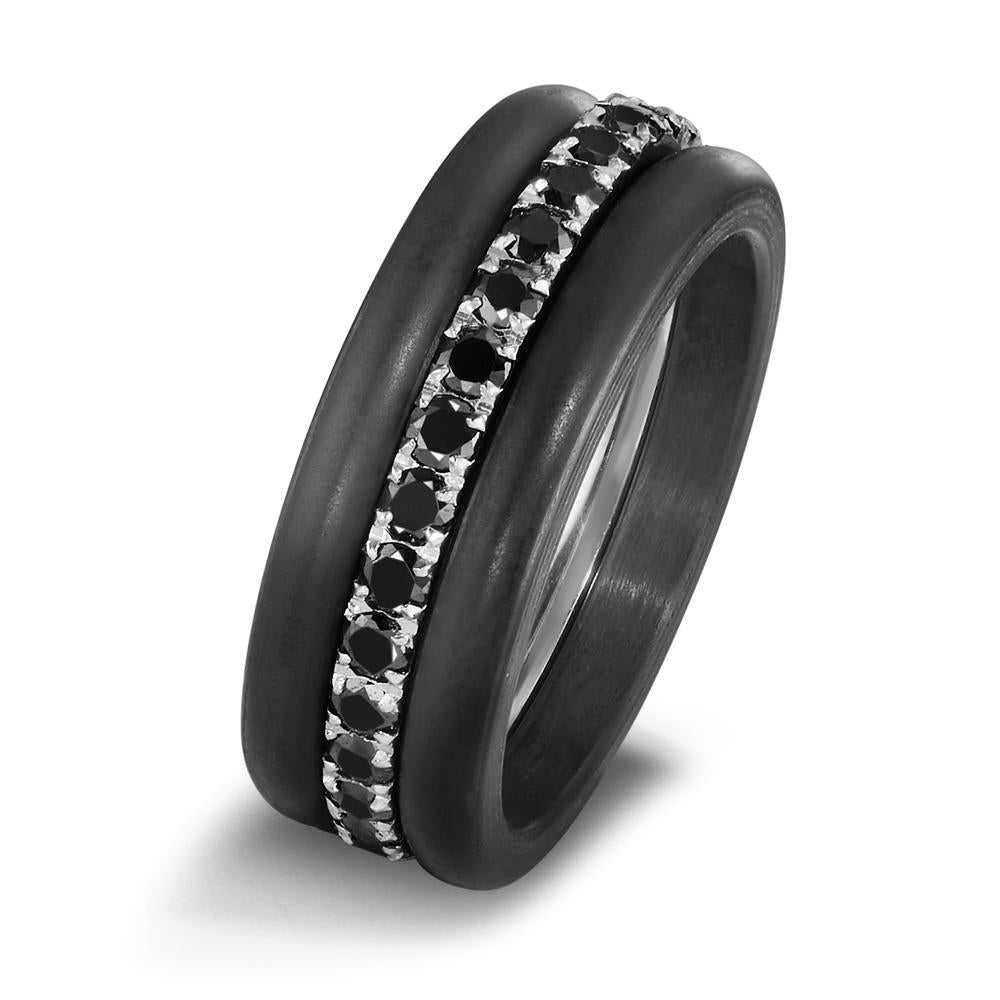 Memory ring Stainless steel Zirconia Black