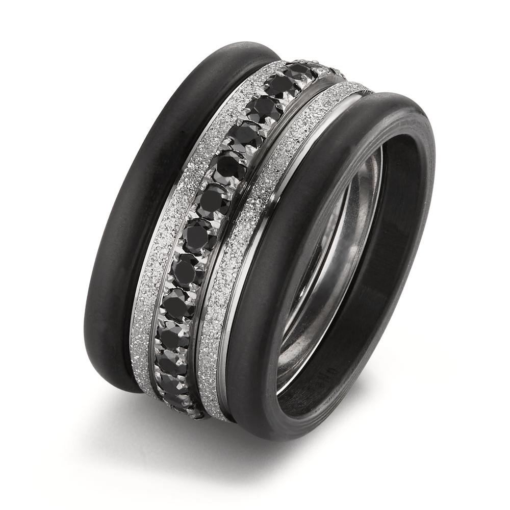 Memory ring Stainless steel Zirconia Black