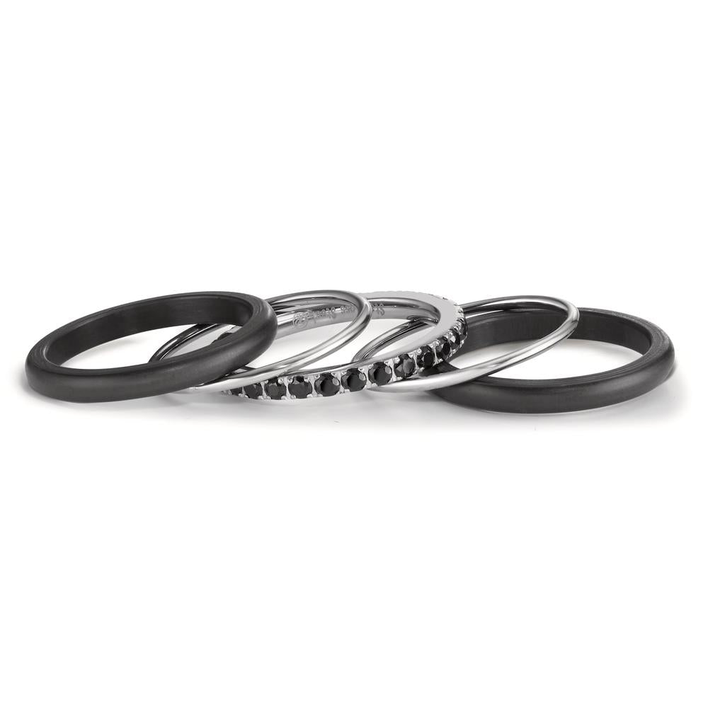 Memory ring Stainless steel Zirconia Black