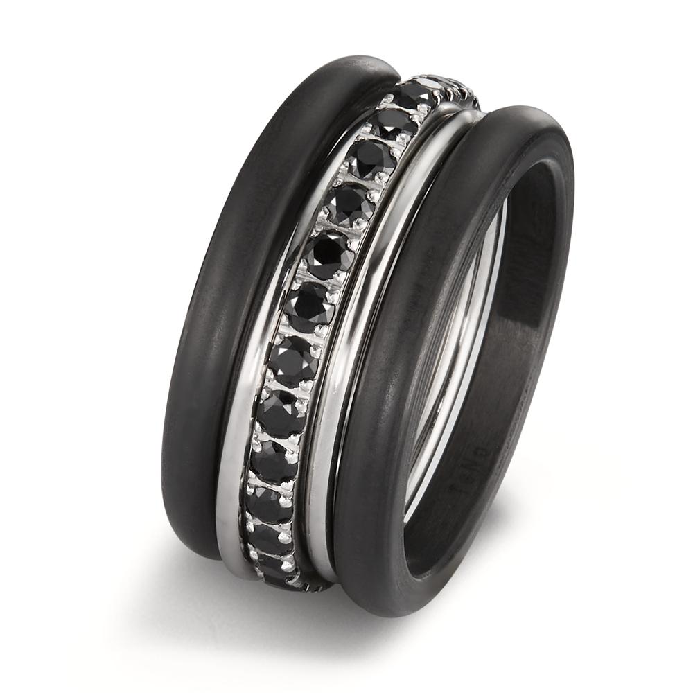 Memory ring Stainless steel Zirconia Black