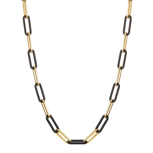 Necklace Stainless steel, Carbon Yellow IP coated 45-48 cm