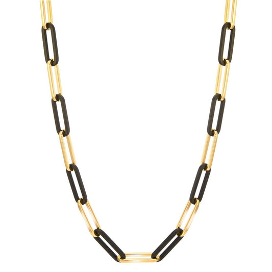 Necklace Stainless steel, Carbon Yellow IP coated 45-48 cm