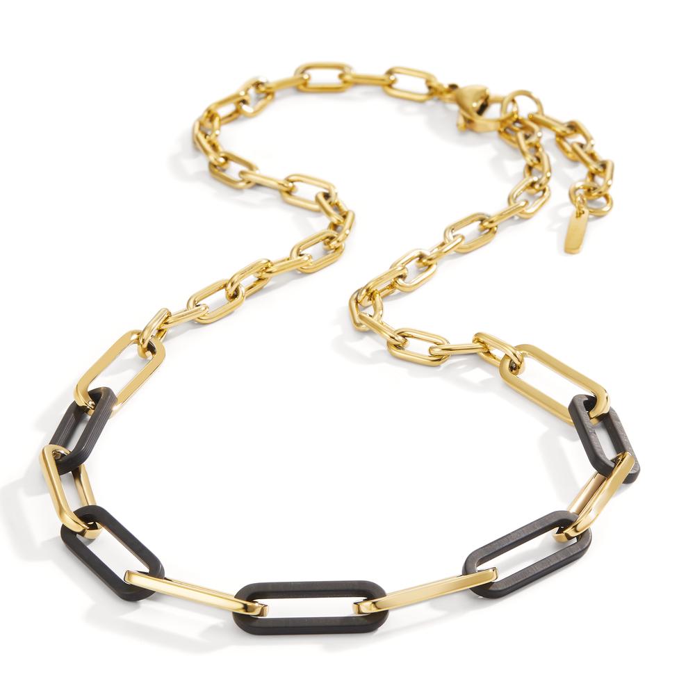 Necklace Stainless steel, Carbon Yellow IP coated 42-45 cm