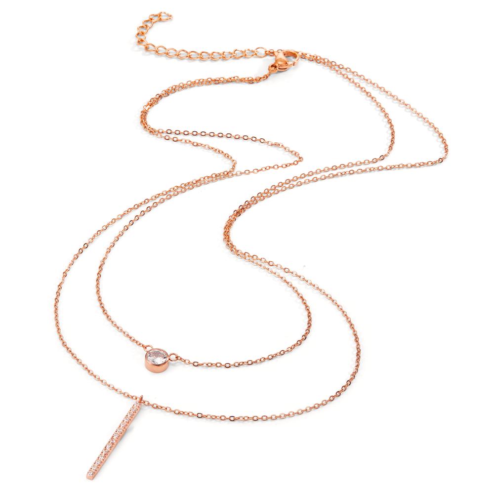 Necklace Stainless steel Zirconia 15 Stones Rose IP coated 40-45 cm