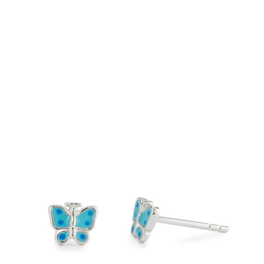 Stud earrings Silver Rhodium plated Butterfly Ø6 mm