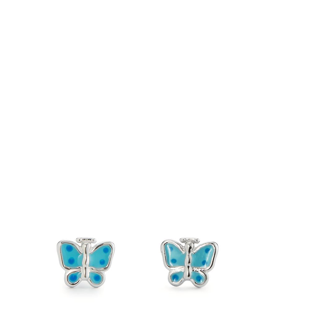 Stud earrings Silver Rhodium plated Butterfly Ø6 mm