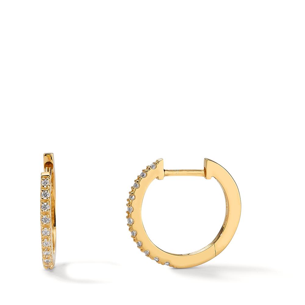 Hinged hoop Silver Zirconia 22 Stones Yellow Gold plated