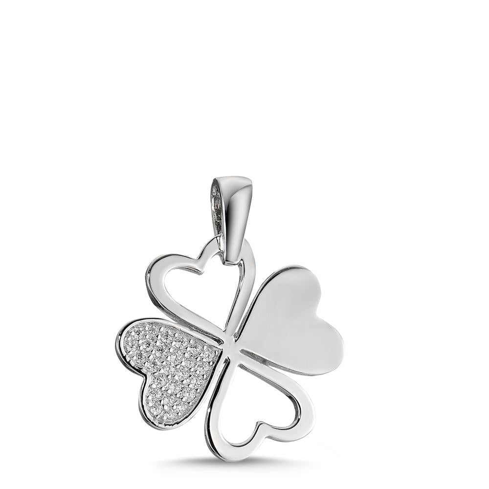 Pendant Silver Zirconia Rhodium plated Cloverleaf Ø18 mm