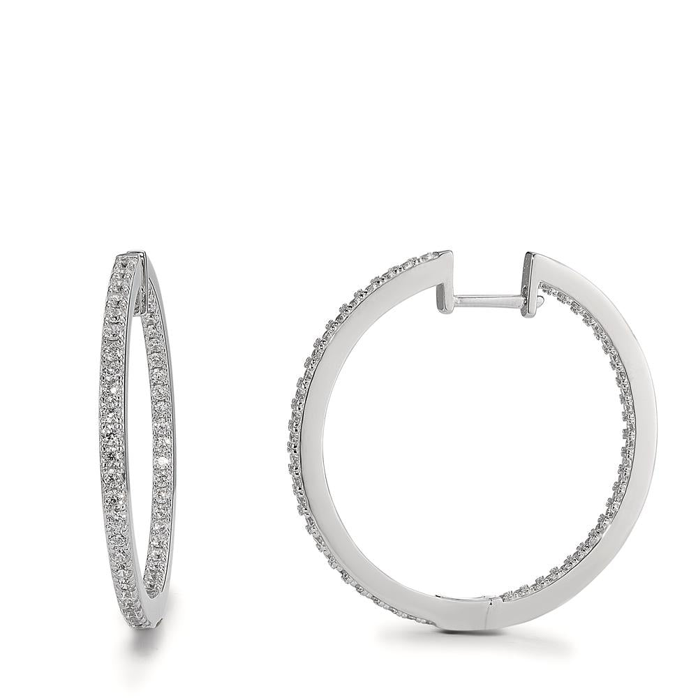 Hinged hoop Silver Zirconia 96 Stones Rhodium plated