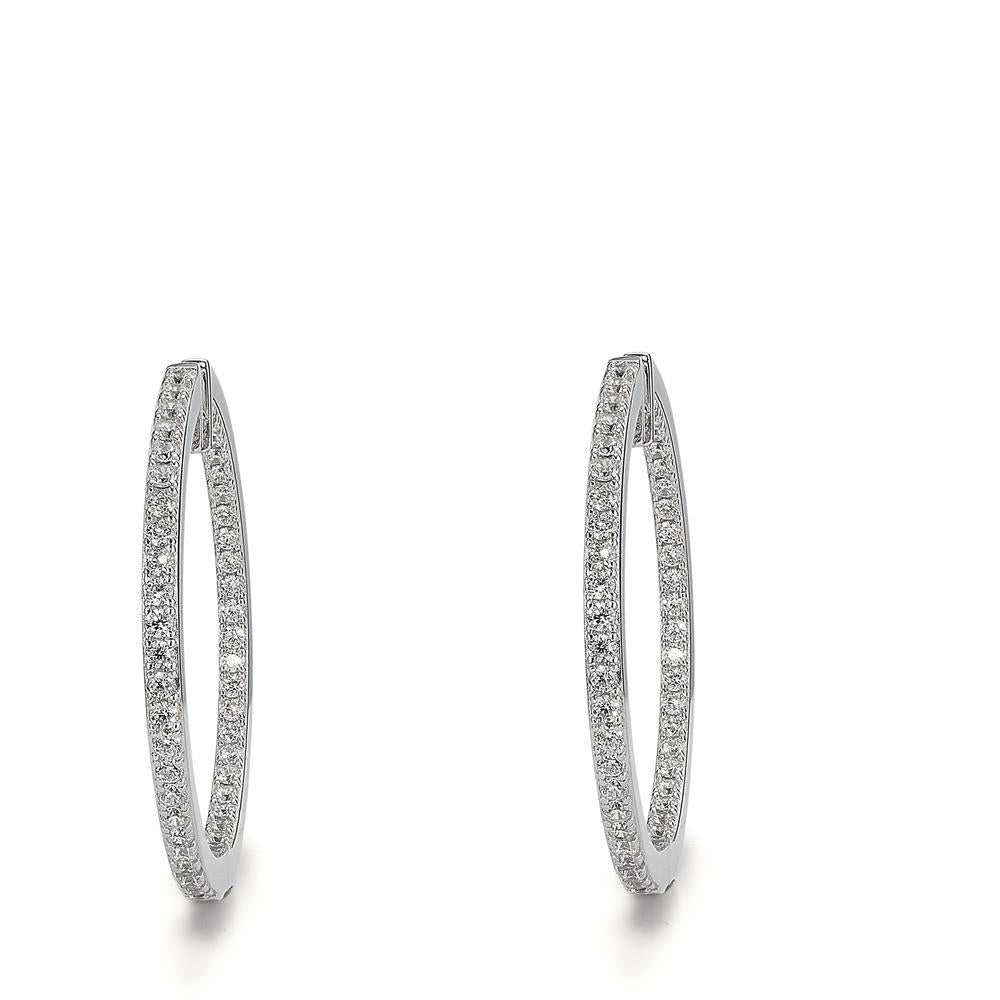 Hinged hoop Silver Zirconia 96 Stones Rhodium plated