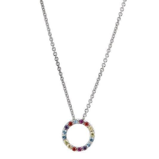 Necklace Silver Zirconia Colorful Rhodium plated 42-45 cm