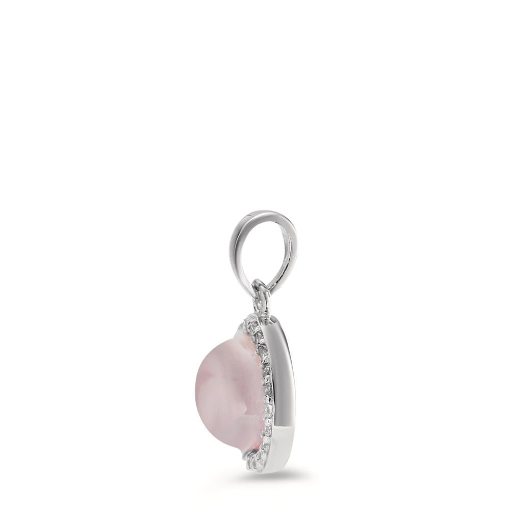 Pendant Silver Rose Quartz Rhodium plated