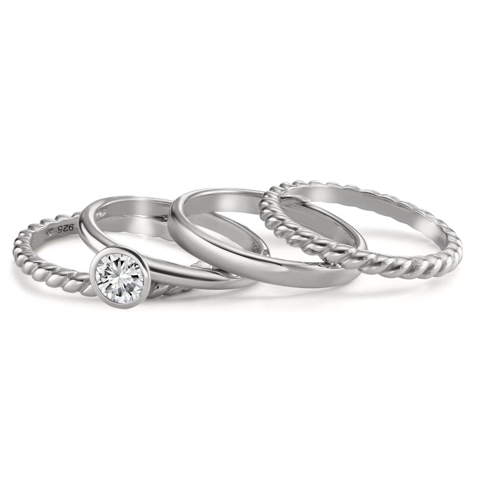 Stacking ring Silver Rhodium plated