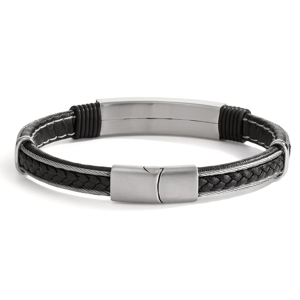 Engravable bracelet Stainless steel, Artificial leather 21.5 cm