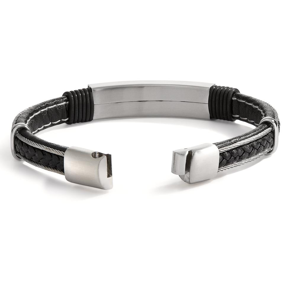 Engravable bracelet Stainless steel, Artificial leather 21.5 cm