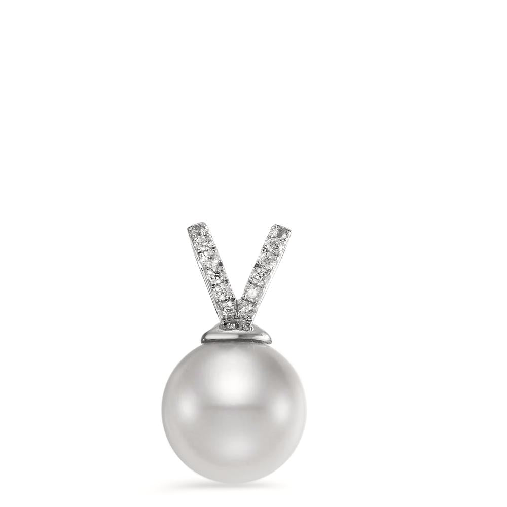 Pendant Silver Zirconia 12 Stones Rhodium plated Freshwater pearl