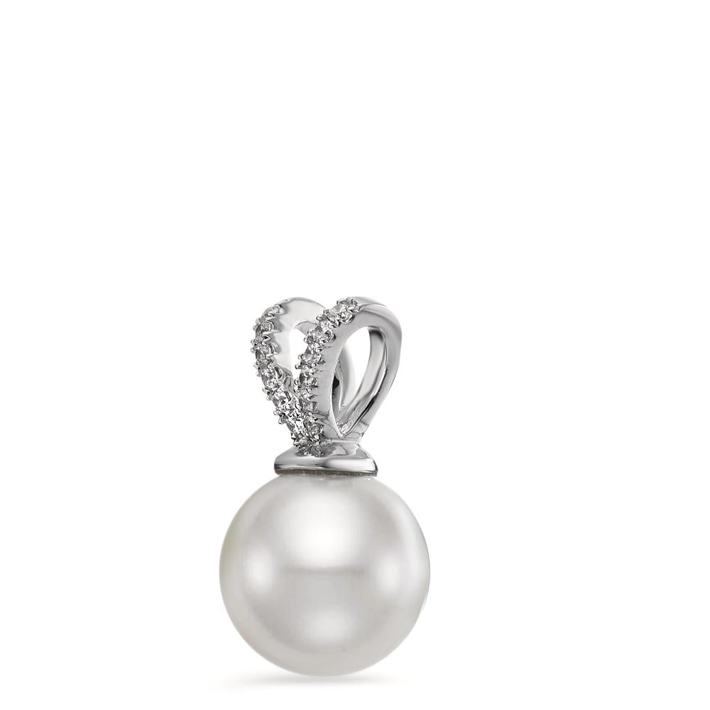 Pendant Silver Zirconia 12 Stones Rhodium plated Freshwater pearl