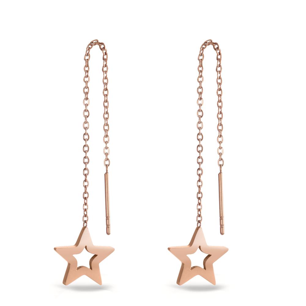 Threader Earrings Stainless steel Rose IP coated Star Ø10 mm