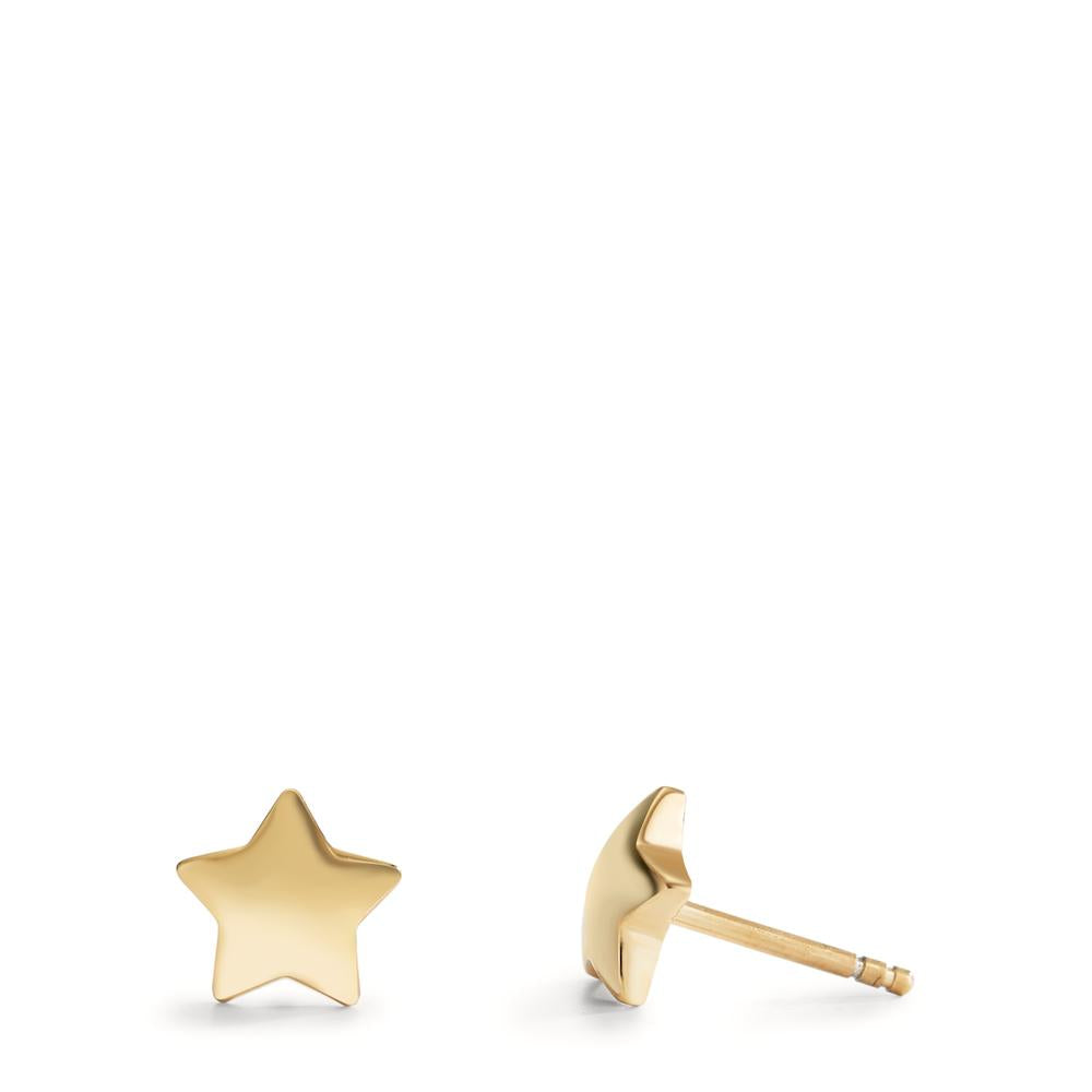 Stud earrings Stainless steel Yellow IP coated Star Ø7.5 mm