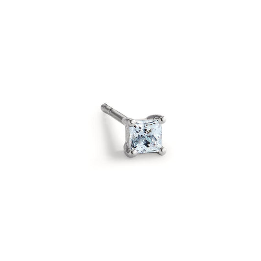 Single stud earring Silver Zirconia Carree Rhodium plated Ø3 mm