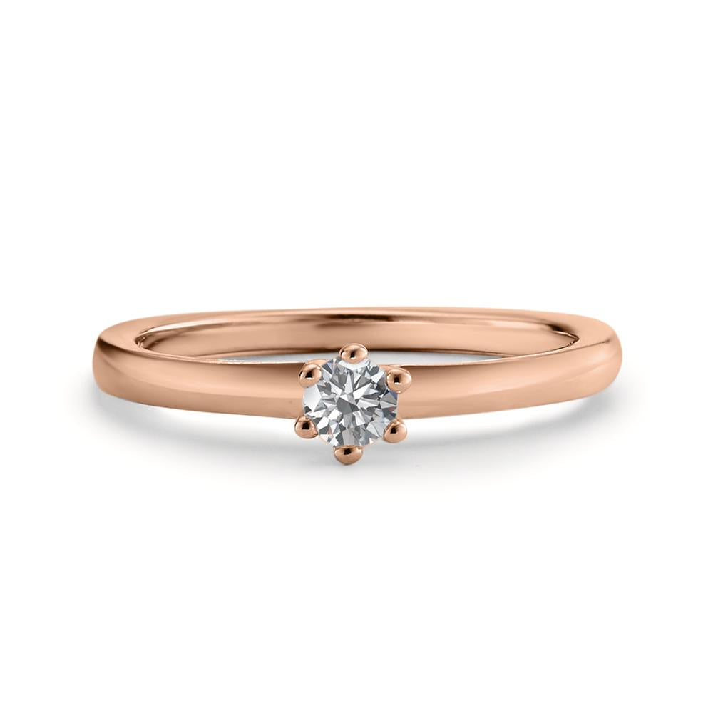 Solitaire ring 18k Red Gold Diamond 0.15 ct, w-si