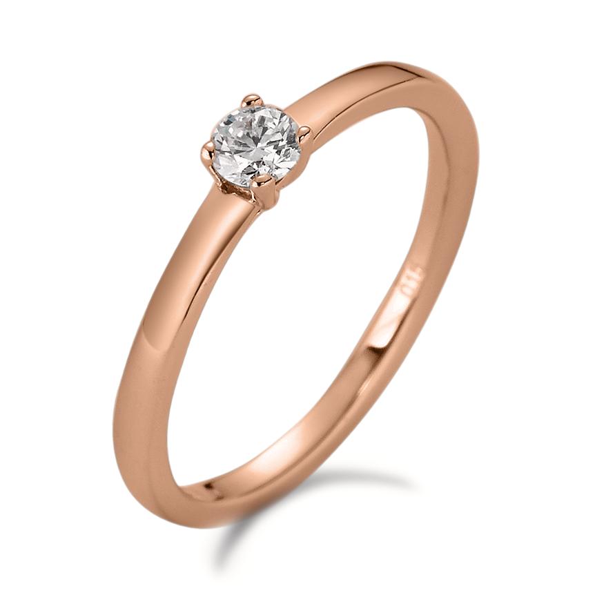 Solitaire ring 18k Red Gold Diamond White, 0.15 ct, brilliant, w-si