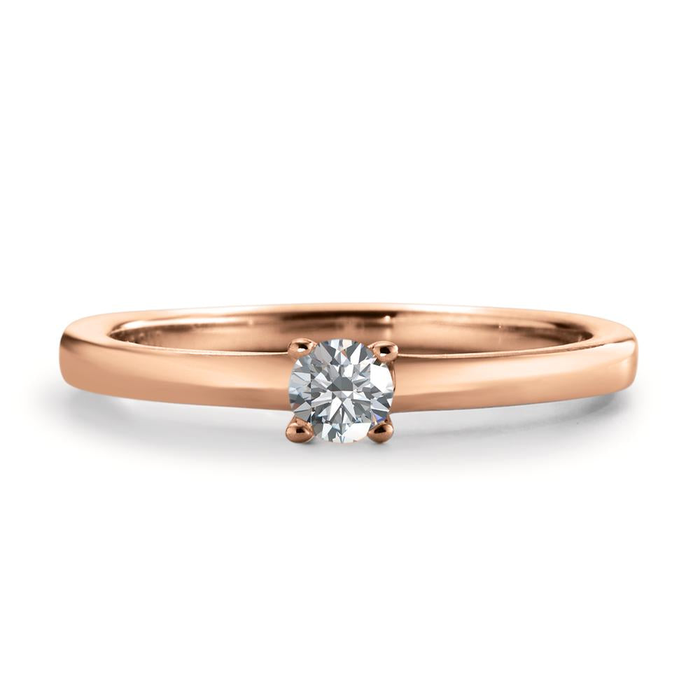 Solitaire ring 18k Red Gold Diamond White, 0.15 ct, brilliant, w-si