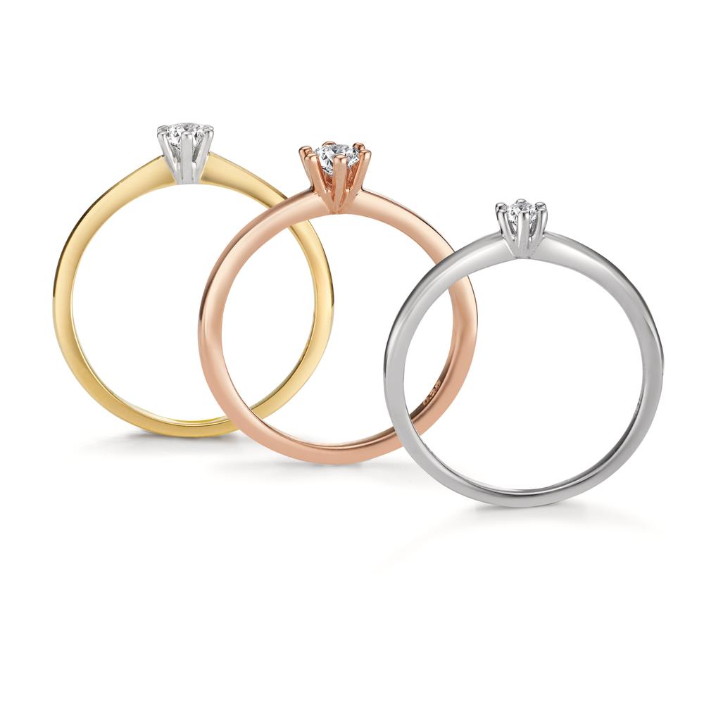 Solitaire ring 18k Yellow Gold, 18k White Gold Diamond 0.15 ct, w-si