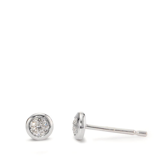 Stud earrings 14k White Gold Diamond 0.04 ct, 14 Stones, w-si Ø4.5 mm