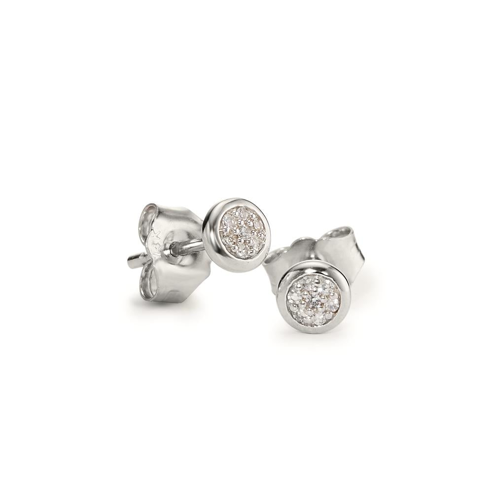 Stud earrings 14k White Gold Diamond 0.04 ct, 14 Stones, w-si Ø4.5 mm