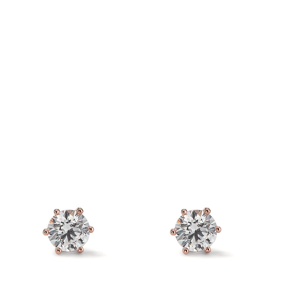 Stud earrings 14k Red Gold Zirconia 2 Stones Ø4 mm