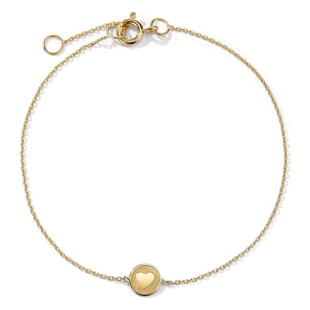 Bracelet 14k Yellow Gold Heart 17-19 cm