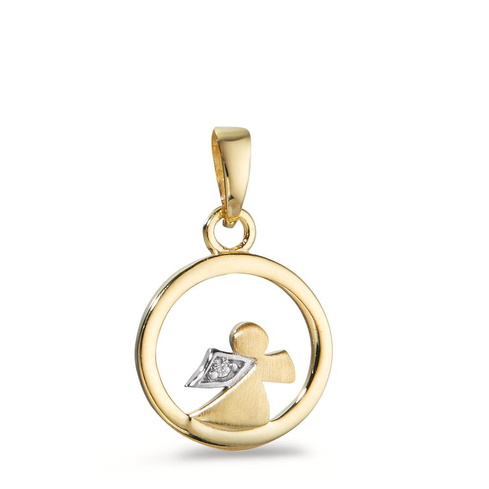 Pendant 14k Yellow Gold Zirconia Guardian Angel Ø10 mm