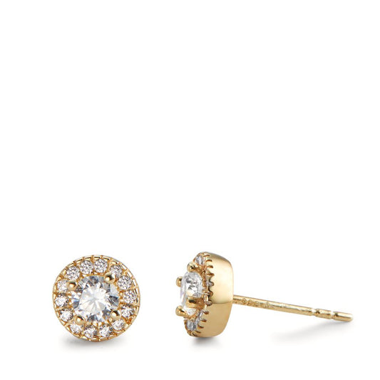 Stud earrings 14k Yellow Gold Zirconia Ø7 mm